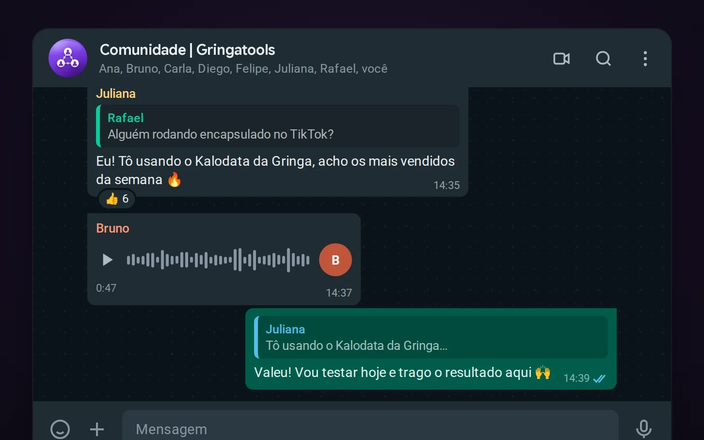 Comunidade Gringatools, grupo dos membros