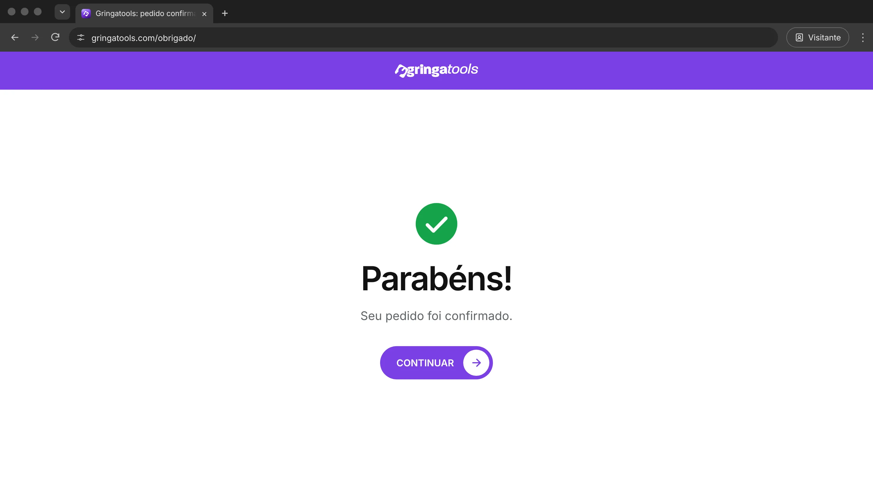 Pedido confirmado na Gringatools