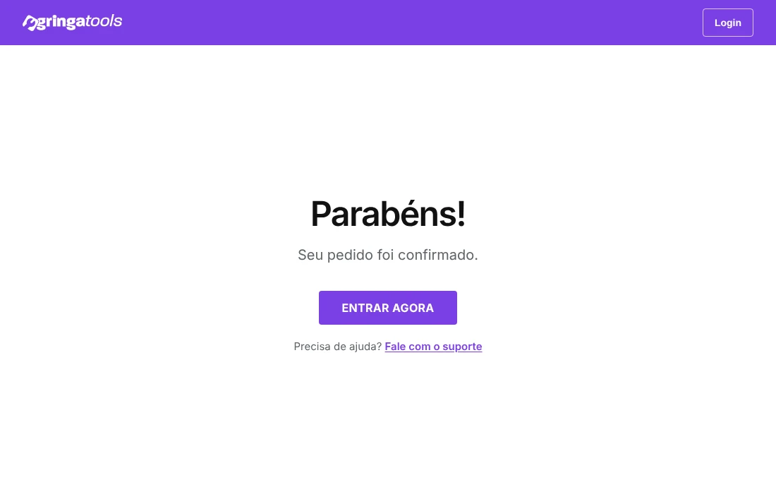 Página de pedido confirmado da Gringatools